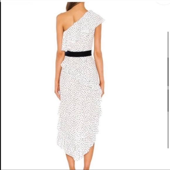 NWT Marianna Senchina One Shoulder Polka Dot Dress s missing flower belt - Picture 9 of 11
